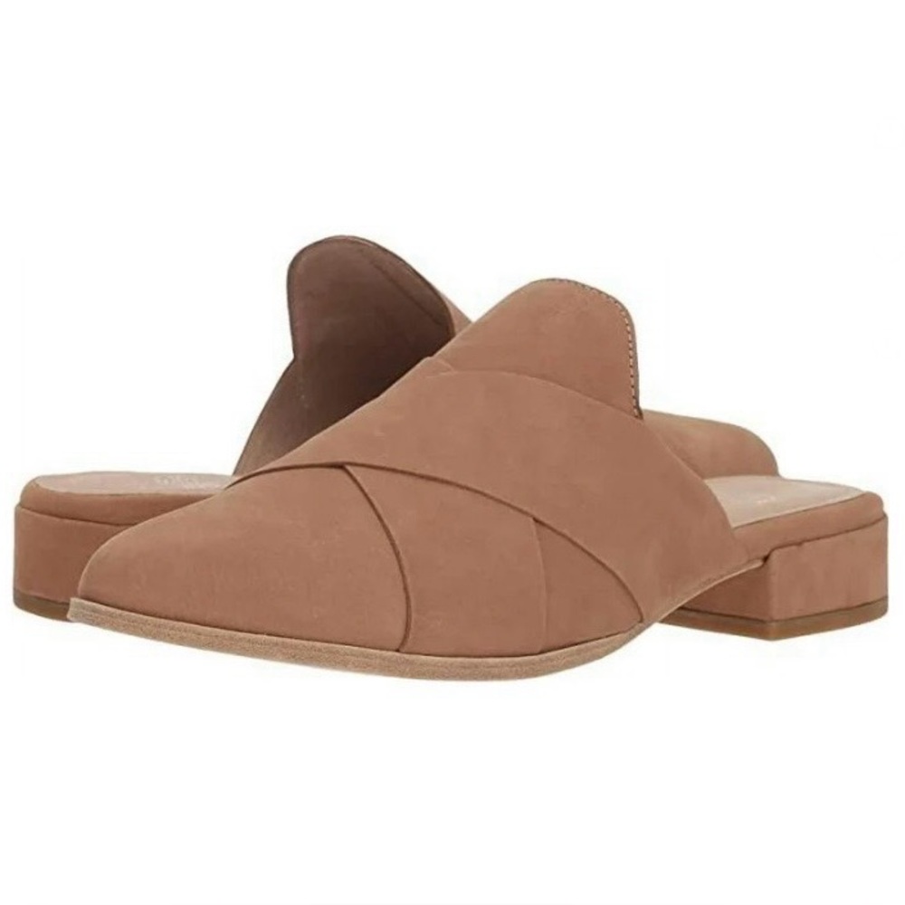 Eileen Fisher Tan Nubuck Slip-On Mules